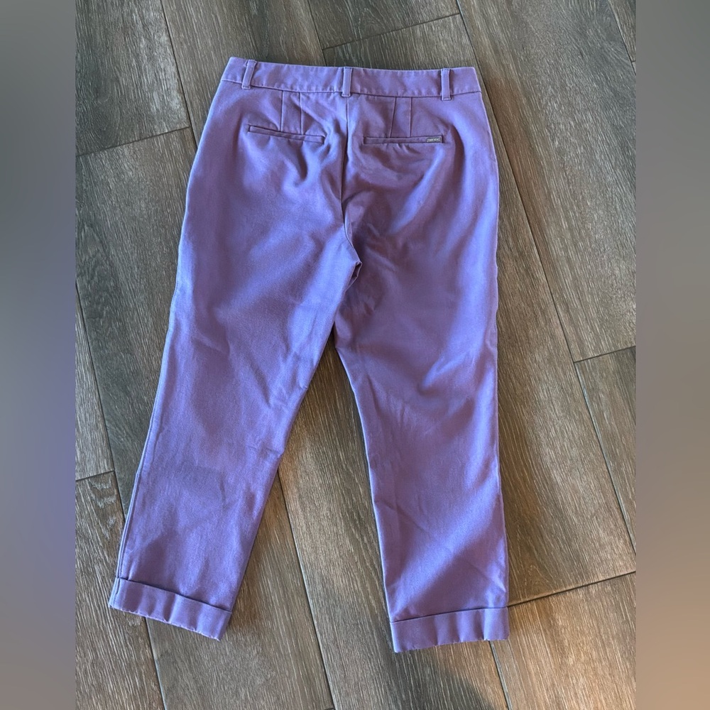 White House Black Market The Slim Cropped lavender cuffed pants size 4 - Picture 5 of 10